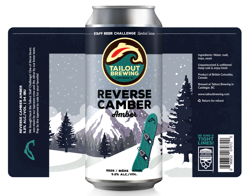 Tailout Brewing Reverse Camber Amber Label Design