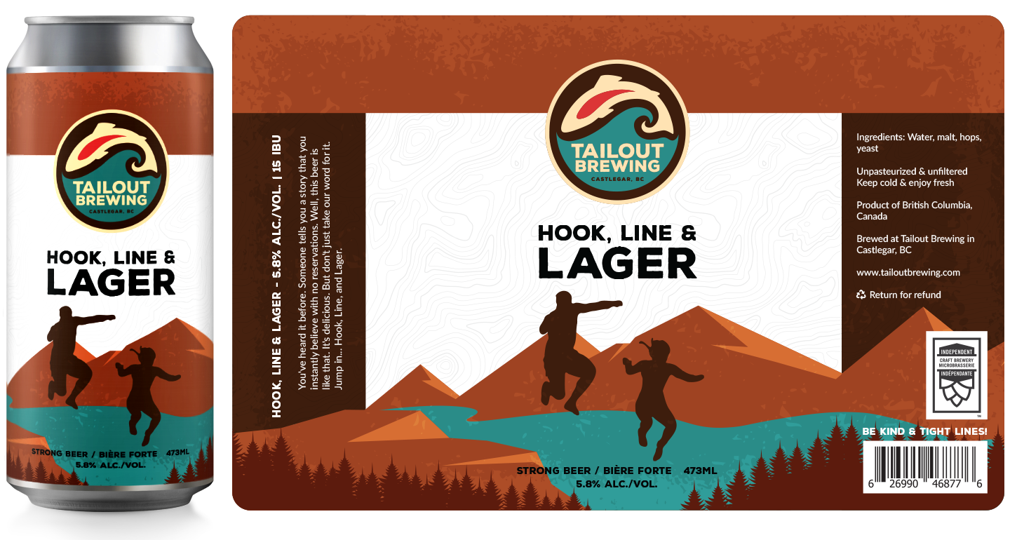 Tailout Brewing Hook, Line & Lager Label Design