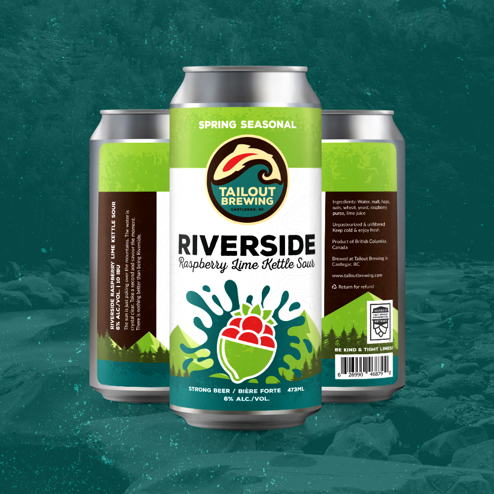 Tailout Brewing Riverside Raspberry Lime Label Design